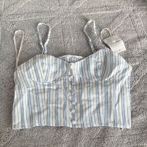 Forever 21 Striped Button-Front Crop Top